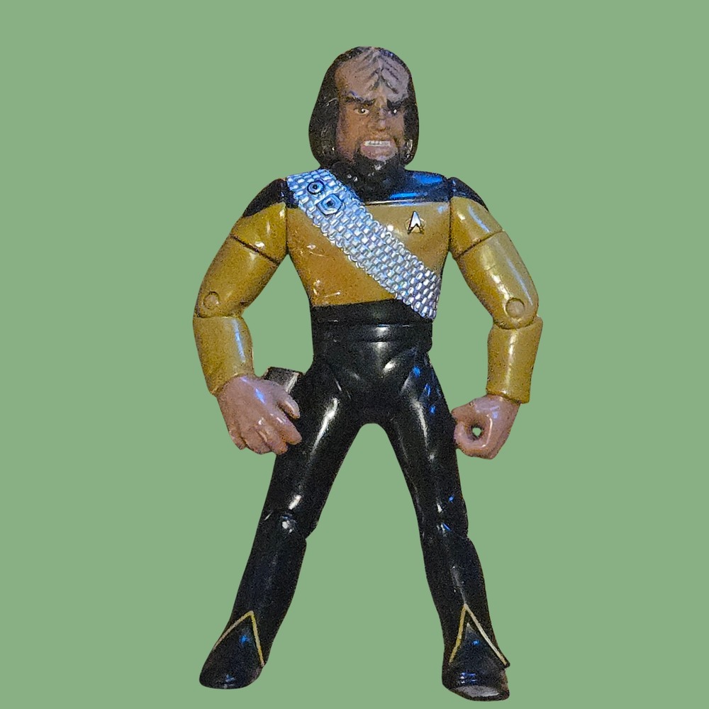 Vintage Star Trek TNG Worf Action Figure‎ Playmates Klingon Gold Uniform 1992